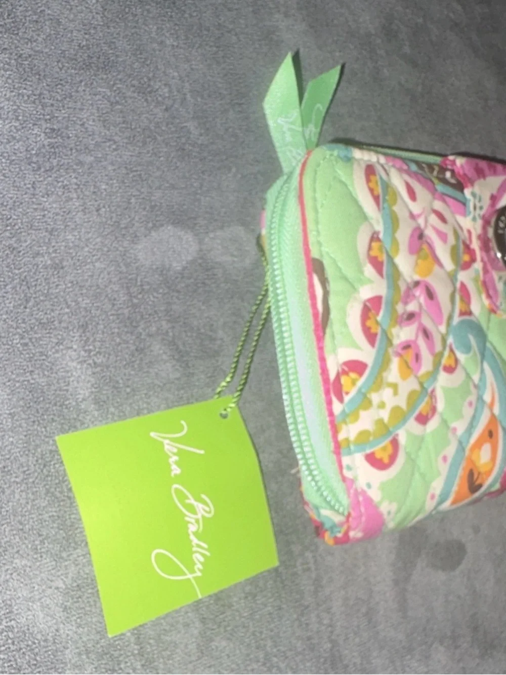 NWT Vera Bradley's Mint Retired Tutti Fruttii Turn Key Paisly Quilted Zip Wallet